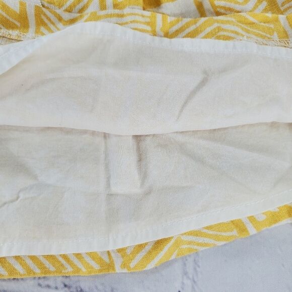 🔸️Love 21 Forever 21 Yellow & White Linen Skirt w/Pockets Medium - Picture 7 of 10